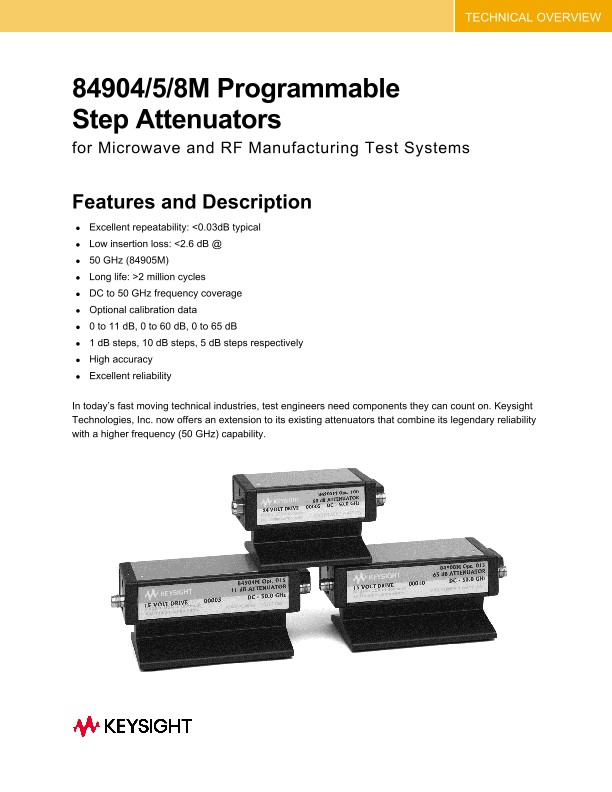 84904/5/8M Programmable Step Attenuators for Microwave and RF